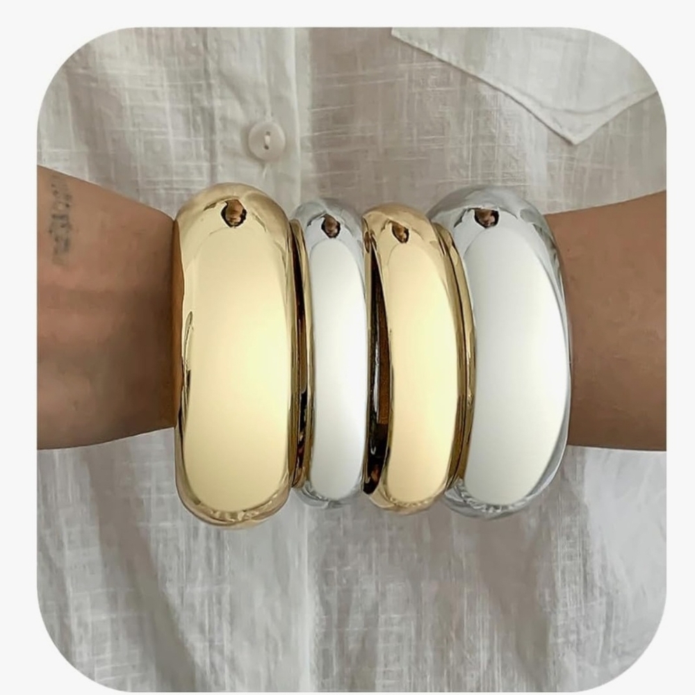 NEW Chunky Gold and Silver Tone Chunky Bangles Bracelets